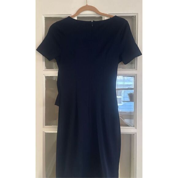 Women's navy blue size small Dress Vintage Ruffle Cocktail Pencil Knee Dress - Picture 8 of 9